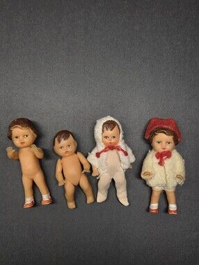 4 X Vintage 1960's Ari German Small Rubber Baby Dolls